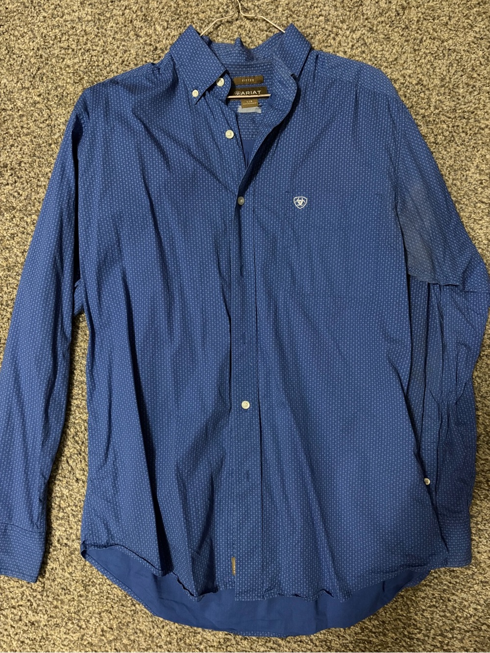 Ariat Men's Navy Micro-Print Button-Up Dress Shirt